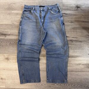 Vintage 90s FUBU Medium Wash Denim Baggy Carpenter Jeans Size 42